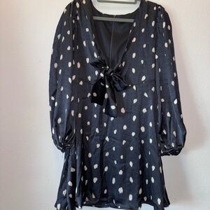 Brand New Navy Satin Balloon Sleeve Mini Dress | Size Small (US 4-6)